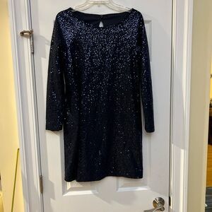 Ladies Size Medium Tibi Midnight Blue Sequin DRESS GUC